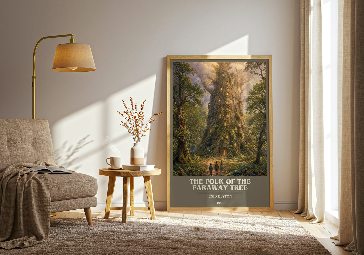 The Folk Of The Faraway Tree book cover print on bookshelf – Enid Blyton fan gift