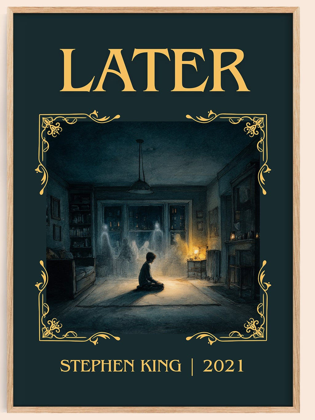 Later classic book art book poster by Stephen King – framed literary art print