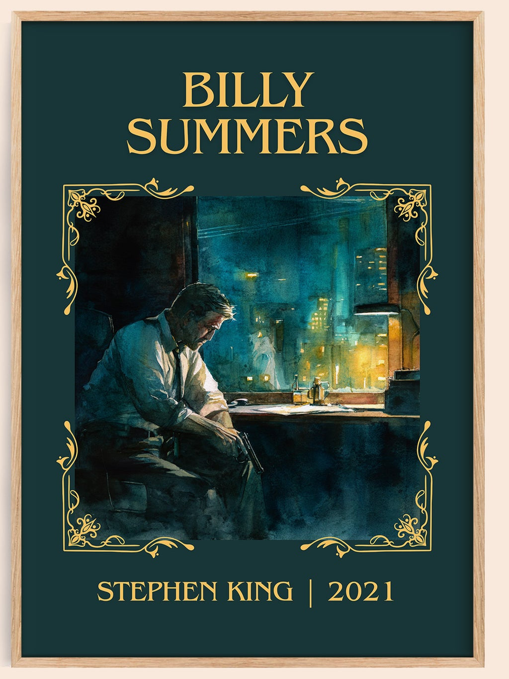 Billy Summers classic book art book poster by Stephen King – framed literary art print
