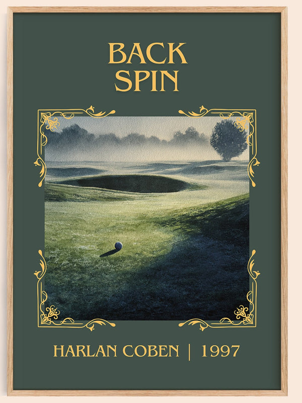 Back Spin classic book art book poster by Harlan Coben – framed literary art print
