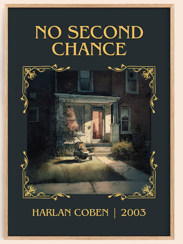 No Second Chance classic book art book poster by Harlan Coben – framed literary art print