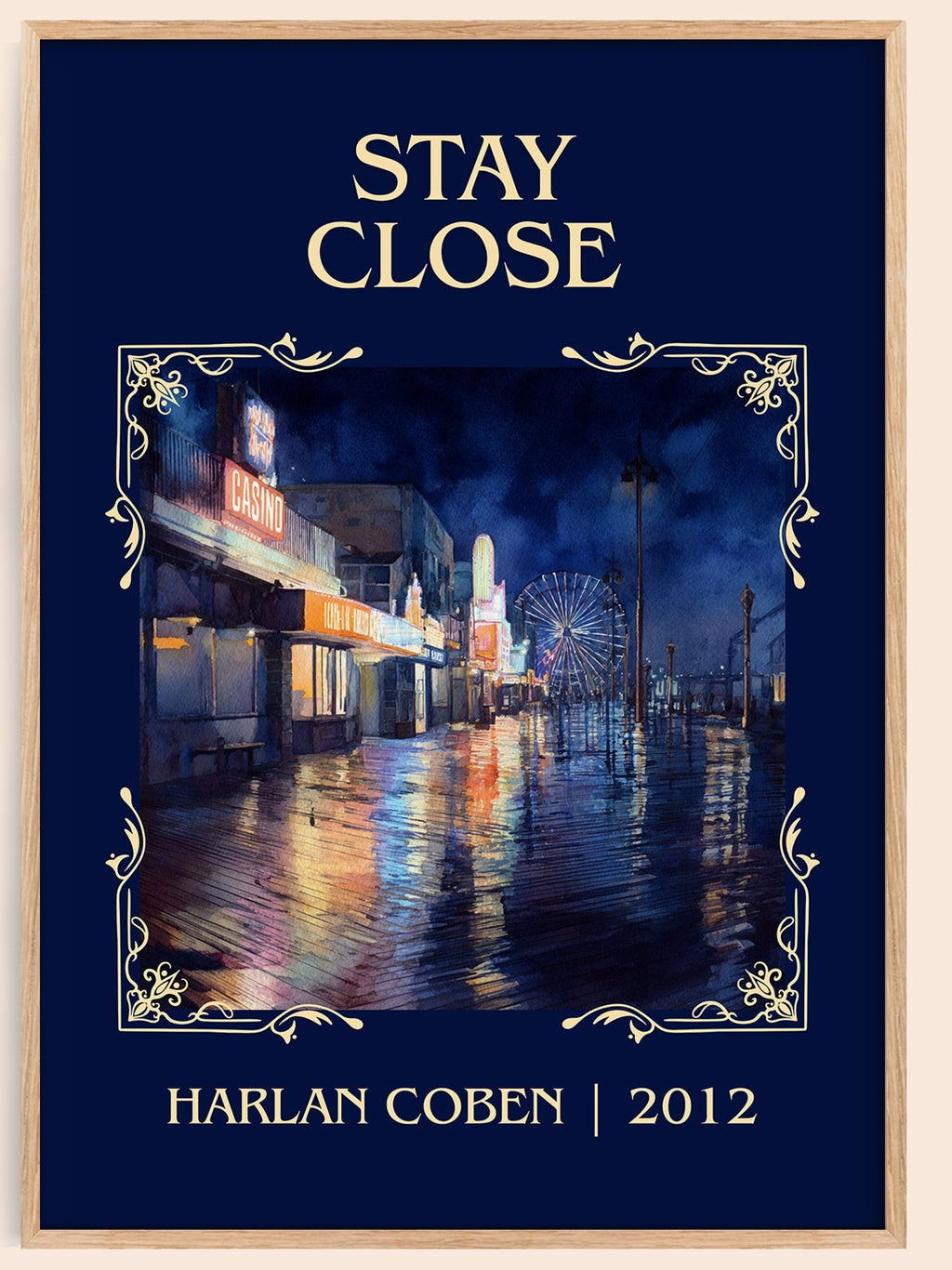 Stay Close classic book art book poster by Harlan Coben – framed literary art print