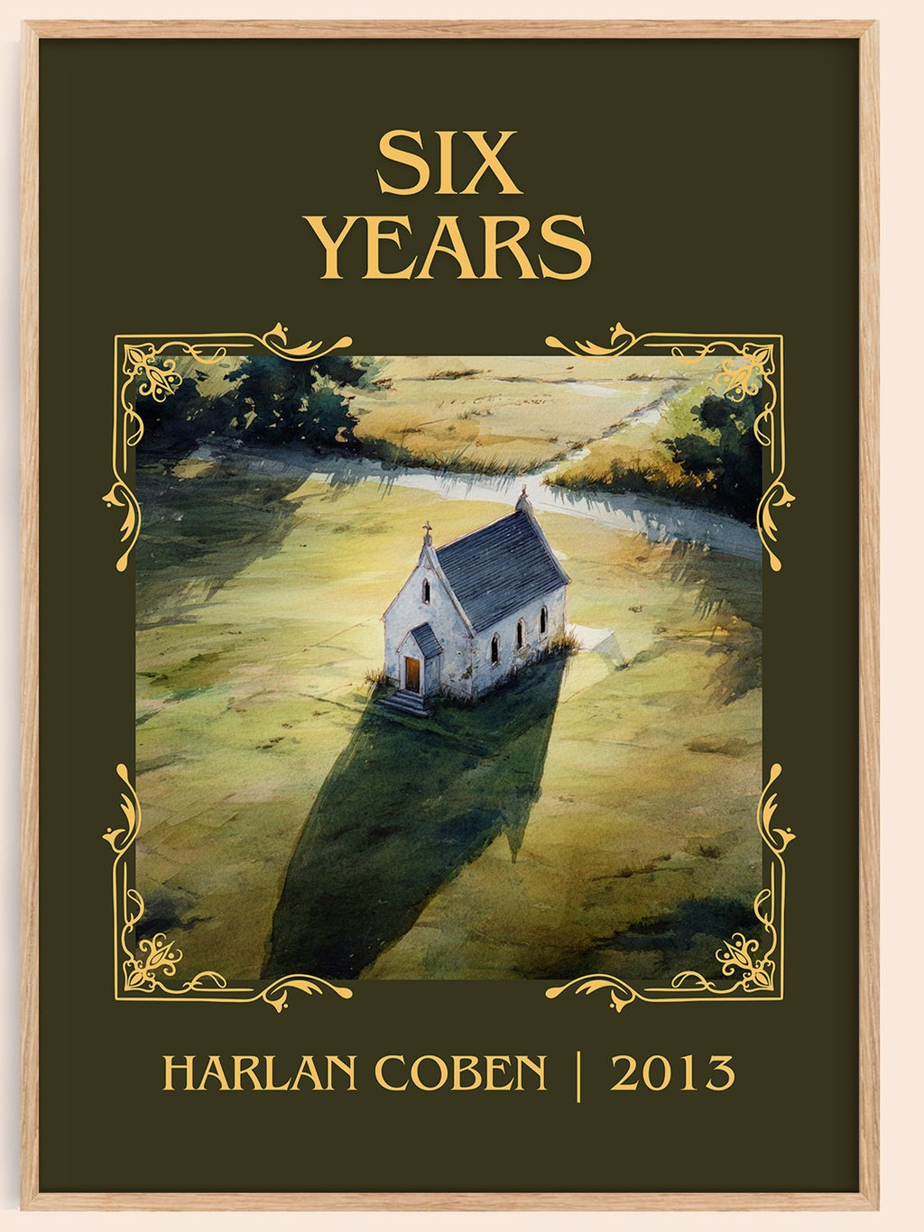 Six Years classic book art book poster by Harlan Coben – framed literary art print