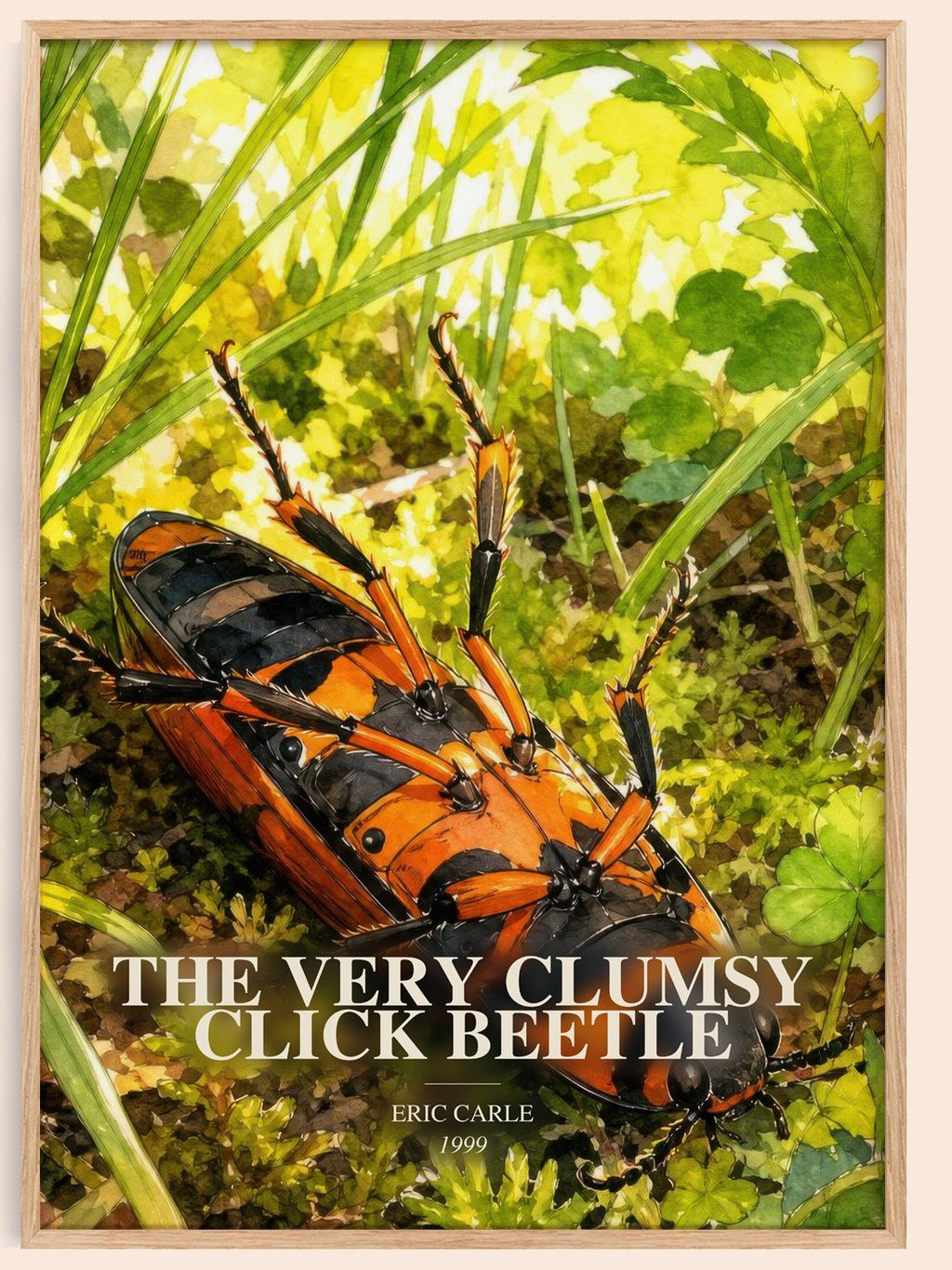 The Very Clumsy Click Beetle watercolour book poster by Eric Carle – framed literary art print