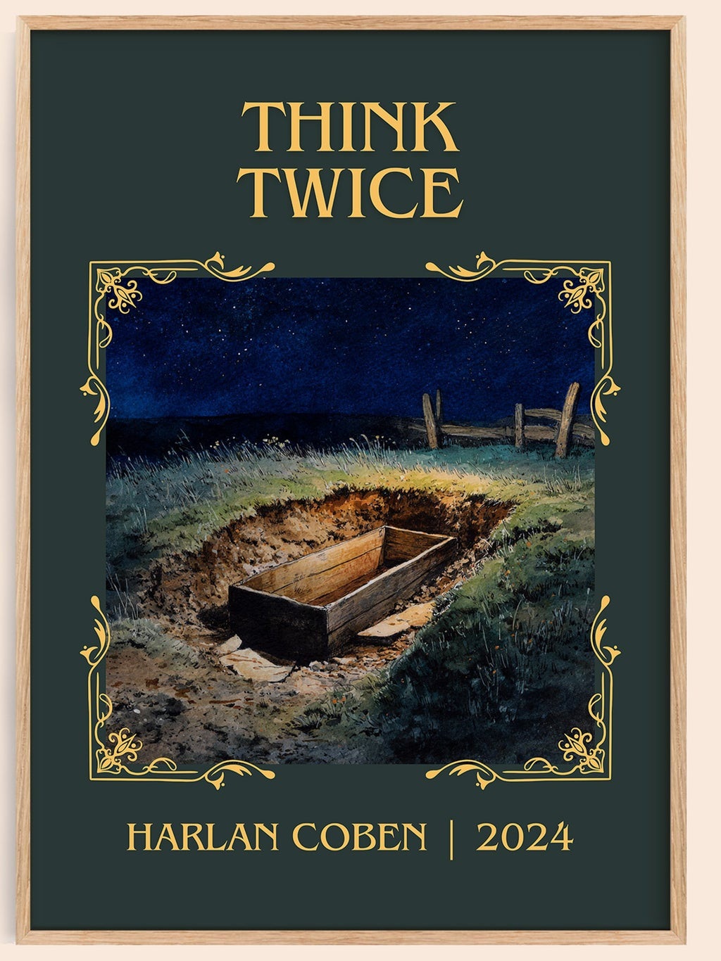 Think Twice classic book art book poster by Harlan Coben – framed literary art print