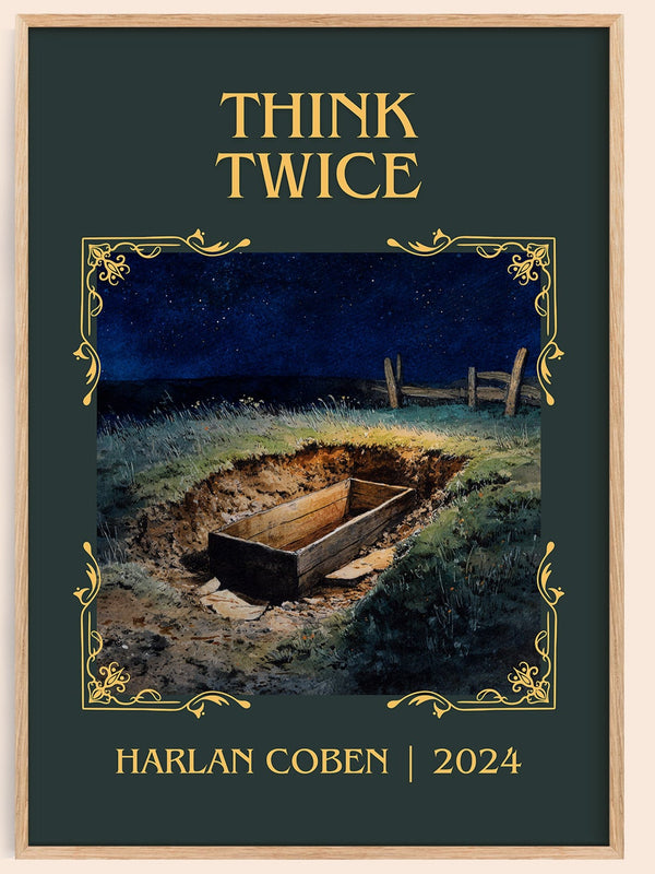 Think Twice classic book art book poster by Harlan Coben – framed literary art print