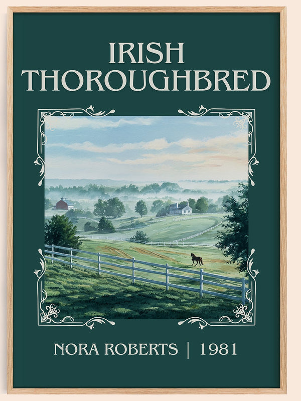 Irish Thoroughbred classic book art book poster by Nora Roberts – framed literary art print