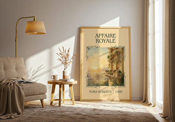 Affaire Royale classic book art print in frame leaning in hallway – romance wall art