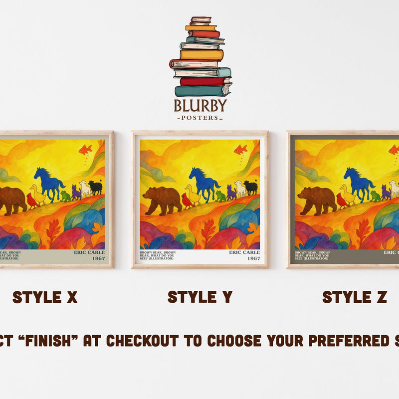 Brown Bear, Brown Bear, What Do You See? (Illustrator) literary print in frame leaning in hallway – childrens wall art