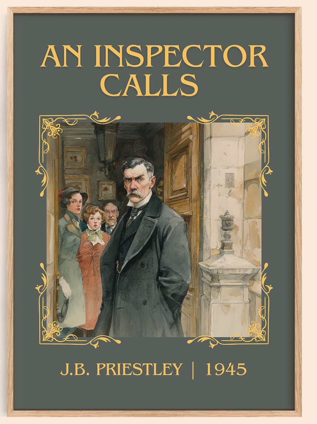 An Inspector Calls classic book art book poster by J. B. Priestley – framed literary art print