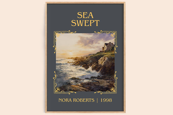 Sea Swept classic book art book poster by Nora Roberts – framed literary art print