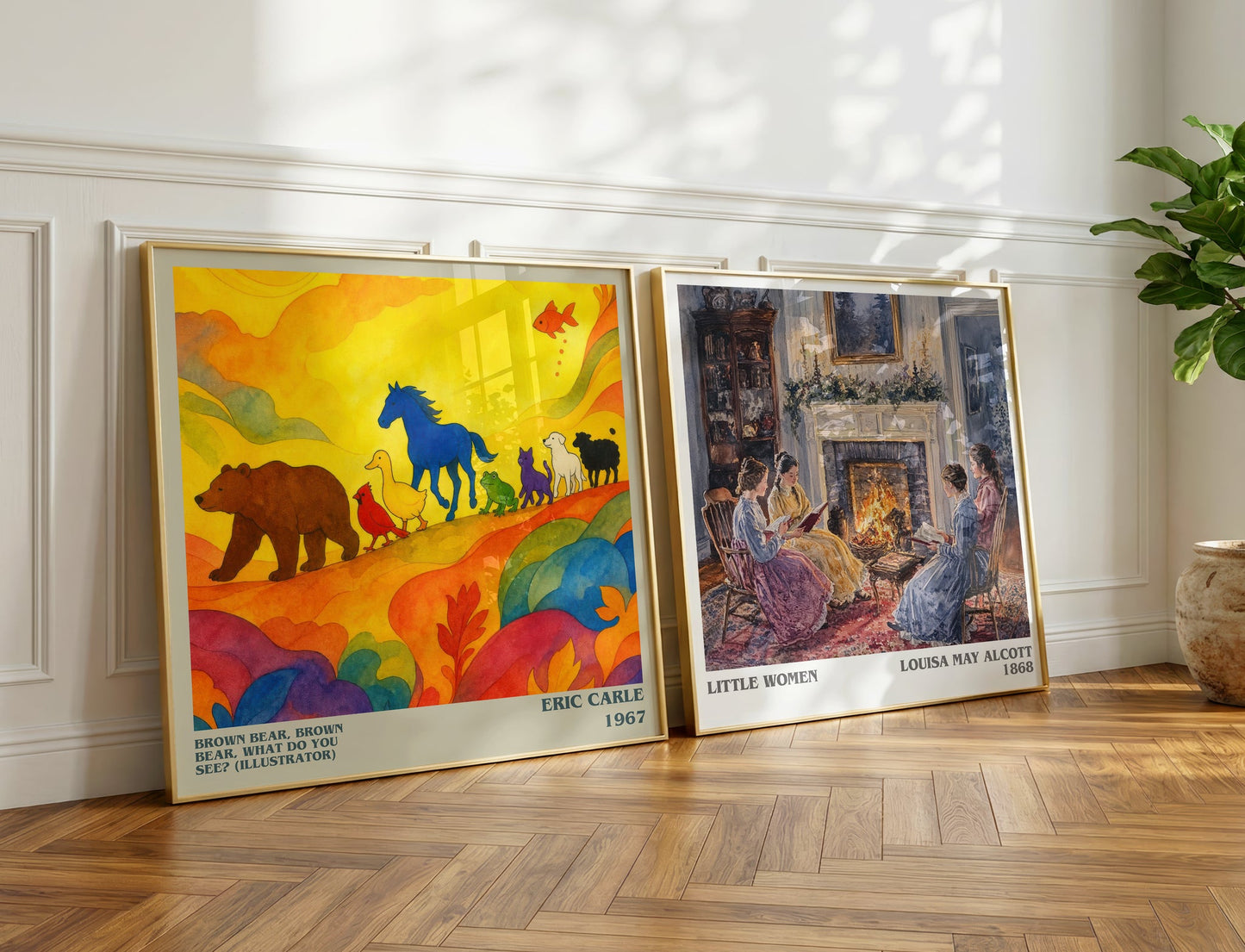 Brown Bear, Brown Bear, What Do You See? (Illustrator) literary print on bookshelf – Eric Carle fan gift