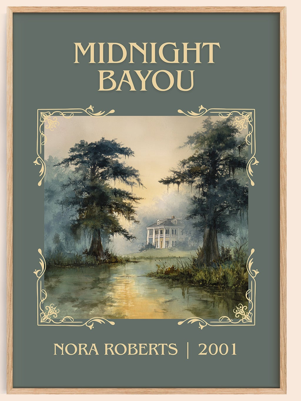 Midnight Bayou classic book art book poster by Nora Roberts – framed literary art print