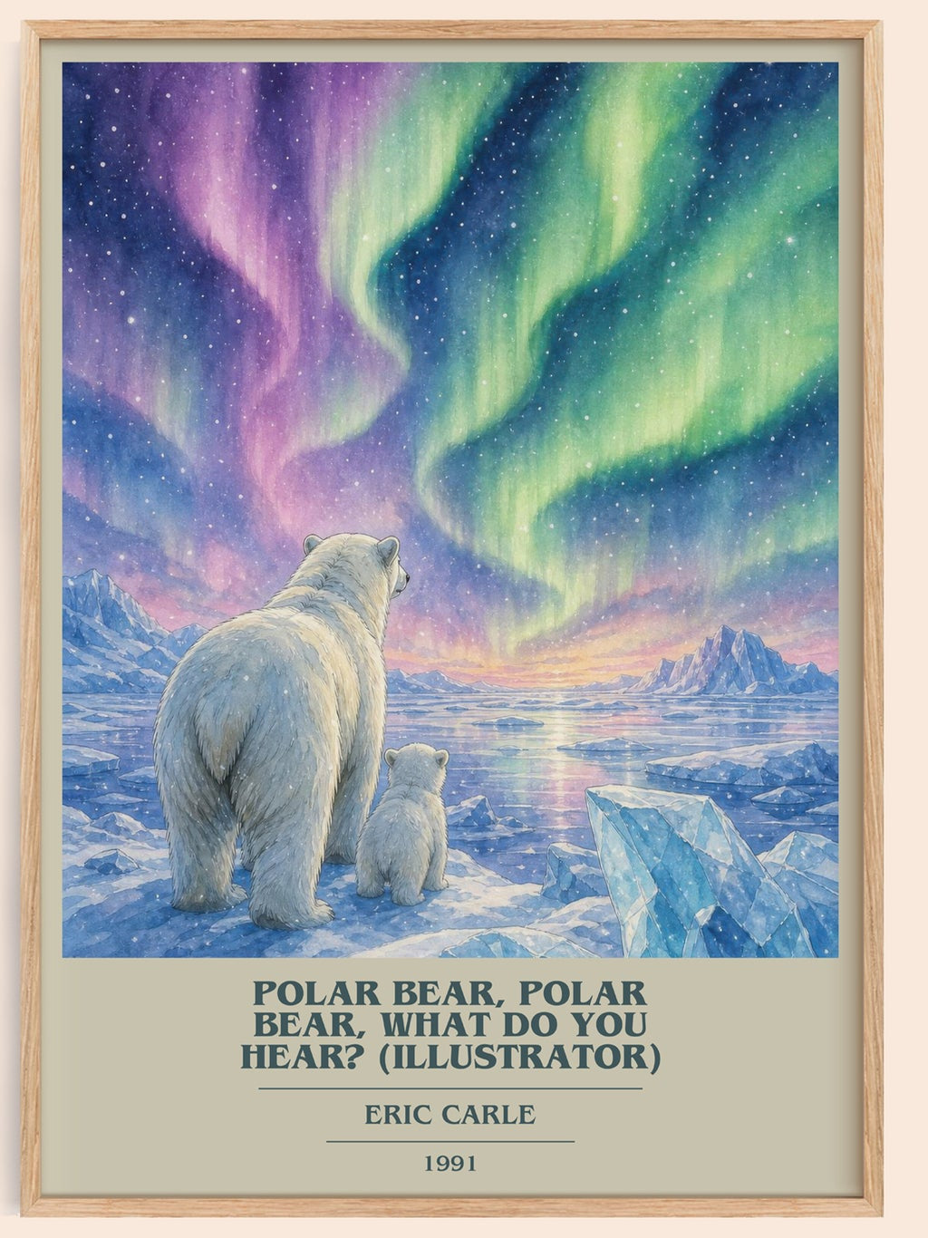 Polar Bear, Polar Bear, What Do You Hear? (Illustrator) book cover book poster by Eric Carle – framed literary art print