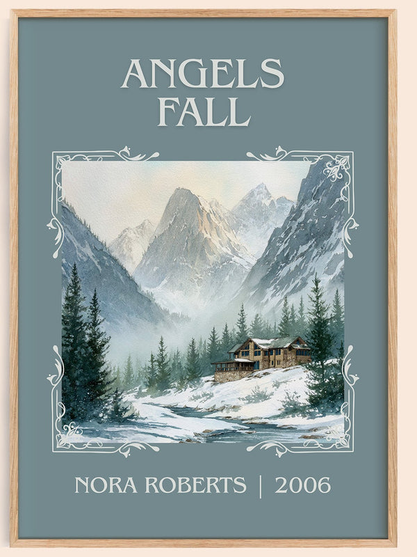 Angels Fall classic book art book poster by Nora Roberts – framed literary art print