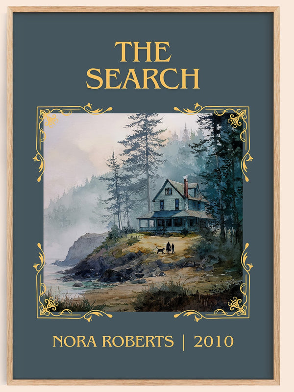 The Search classic book art book poster by Nora Roberts – framed literary art print