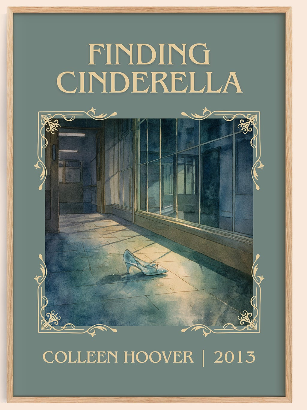 Finding Cinderella classic book art book poster by Colleen Hoover – framed literary art print