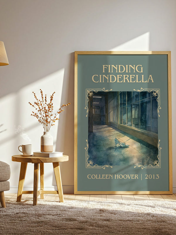 Finding Cinderella classic book art print in frame leaning in hallway – romance wall art