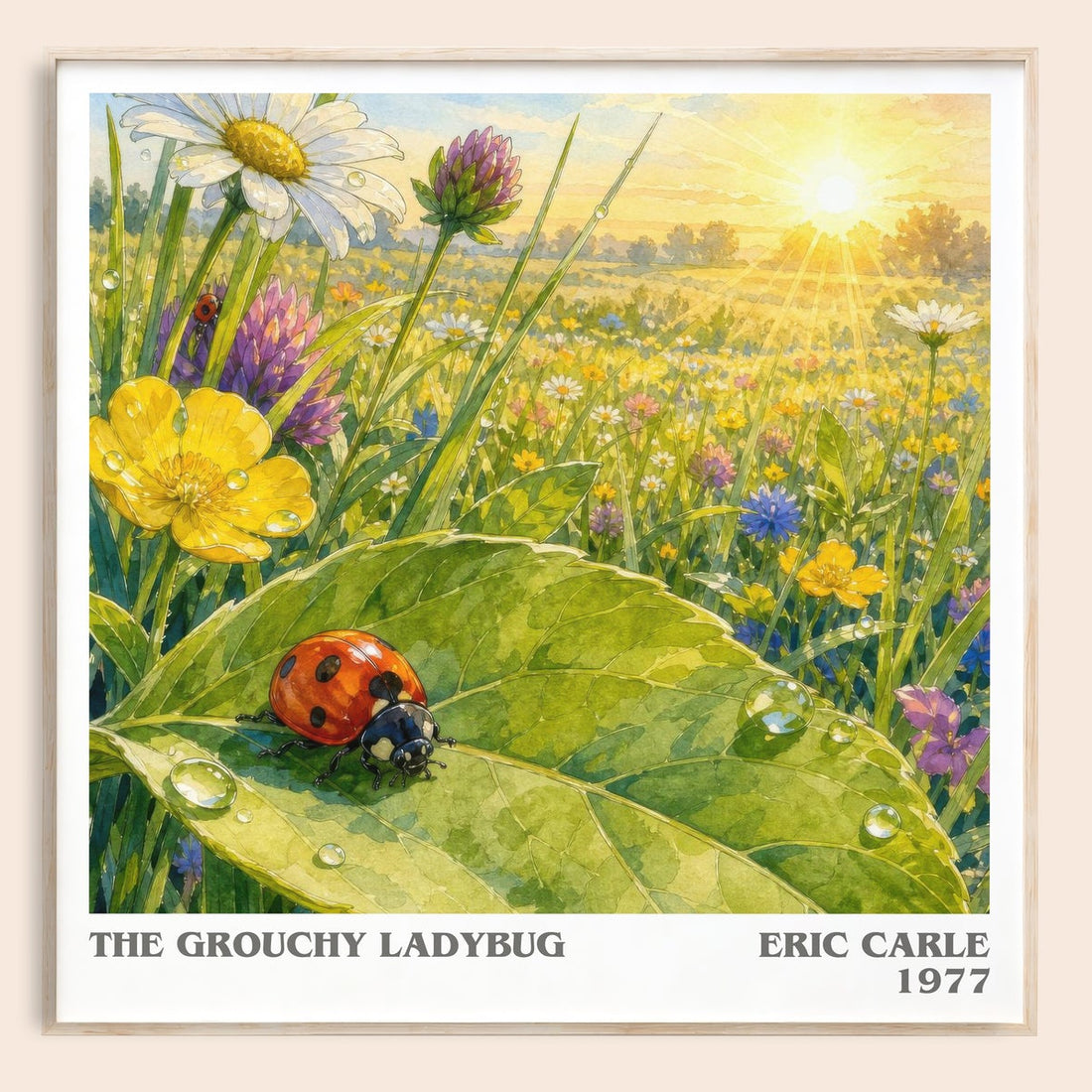 The Grouchy Ladybug literary book poster by Eric Carle – framed literary art print
