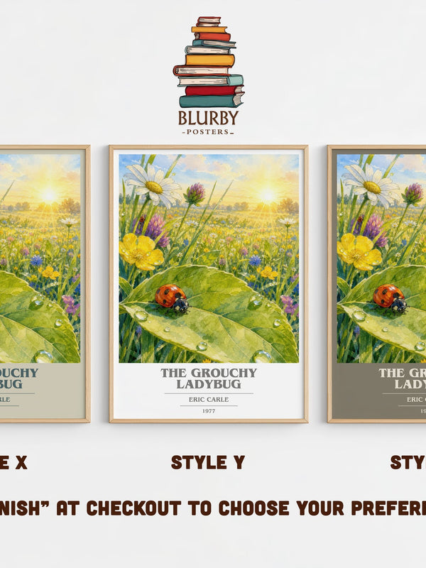 The Grouchy Ladybug book cover print in frame leaning in hallway – childrens wall art