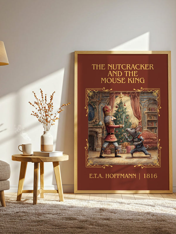Nutcracker and the Mouse King classic book art print in frame leaning in hallway – childrens wall art