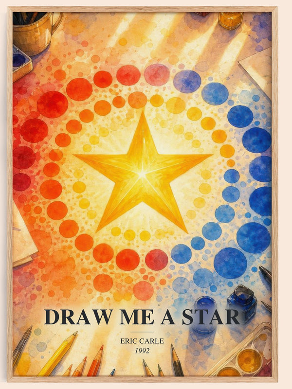 Draw Me A Star watercolour book poster by Eric Carle – framed literary art print