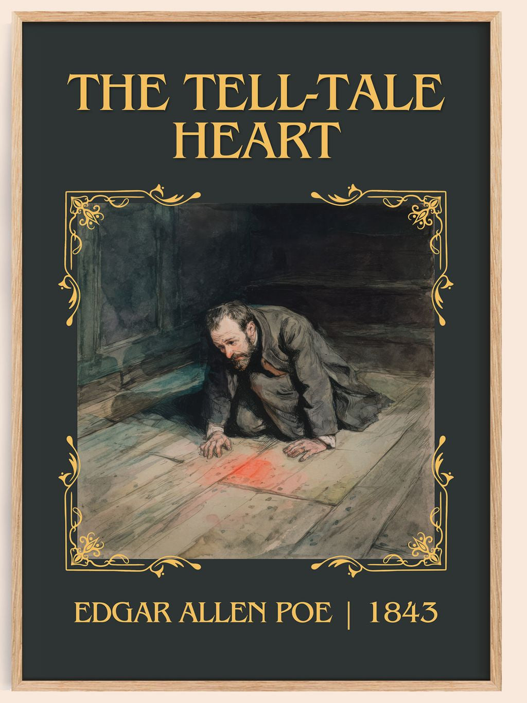 The Tell-Tale Heart classic book art book poster by Edgar Allen Poe – framed literary art print