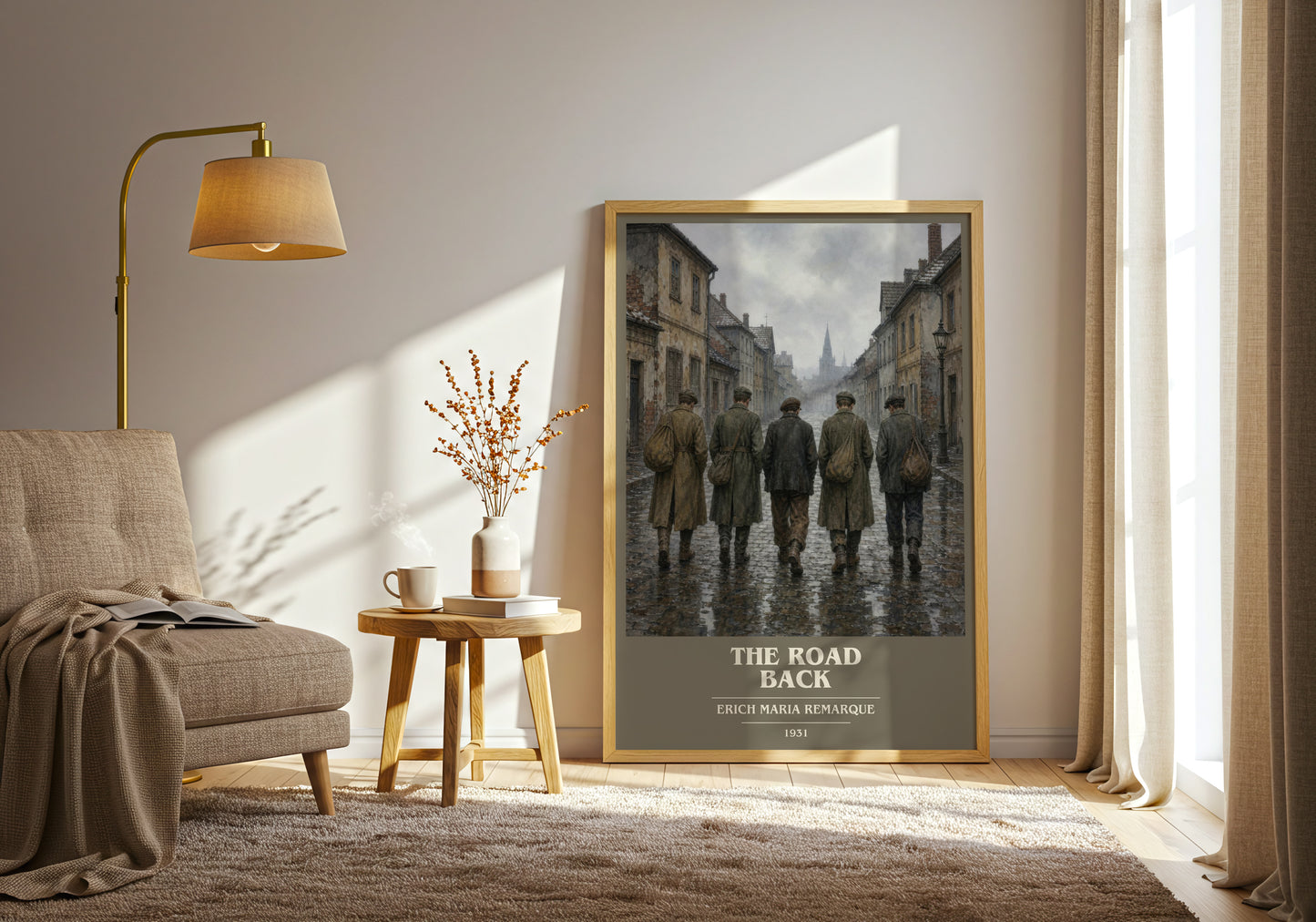 The Road Back book cover print on bookshelf – Erich Maria Remarque fan gift