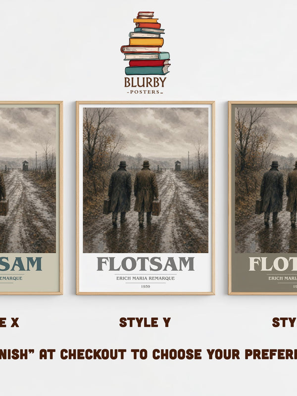 Flotsam book cover print in frame leaning in hallway – historical fiction wall art