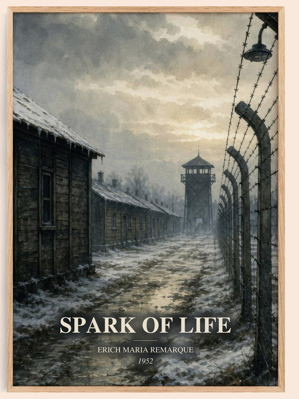 Spark Of Life watercolour book poster by Erich Maria Remarque – framed literary art print