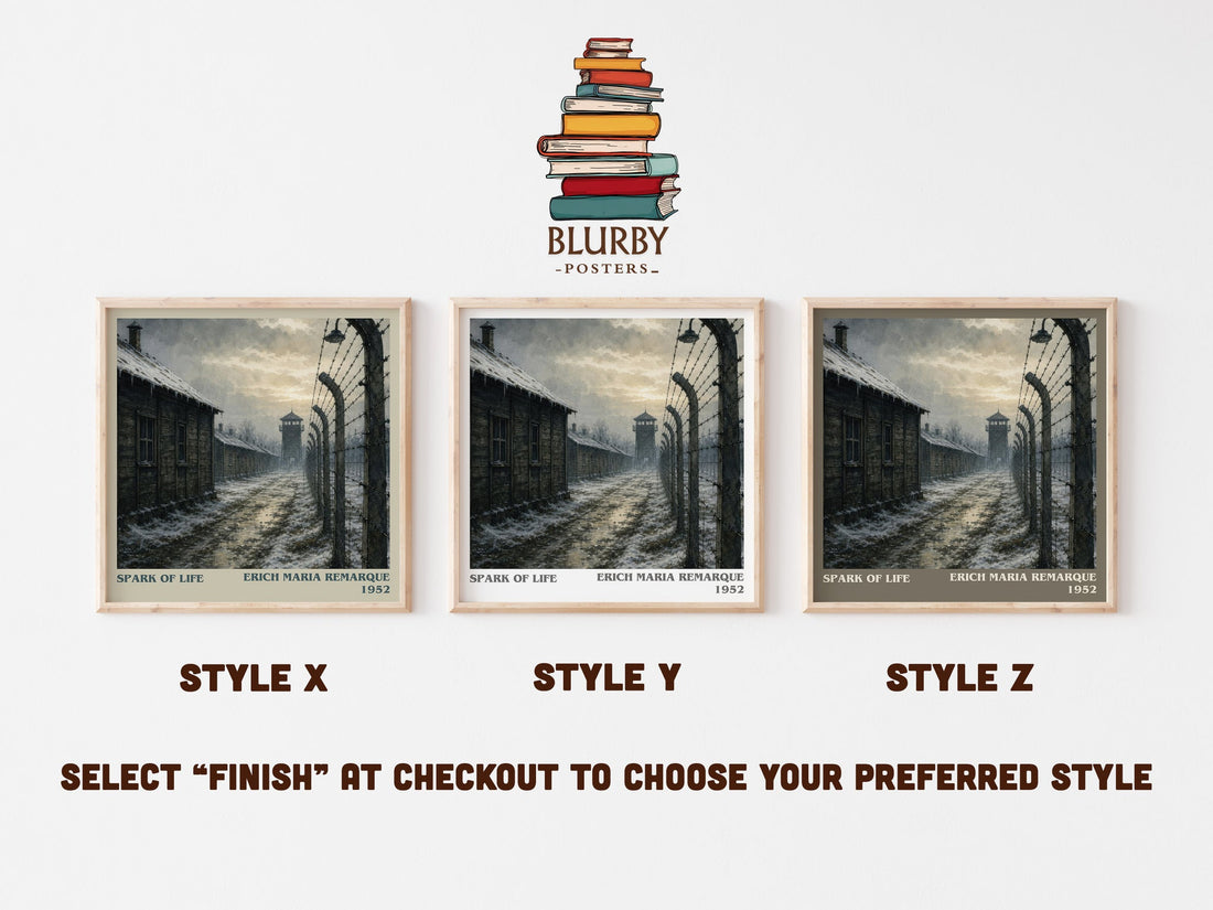 Spark Of Life literary print in frame leaning in hallway – historical fiction wall art (mockup)