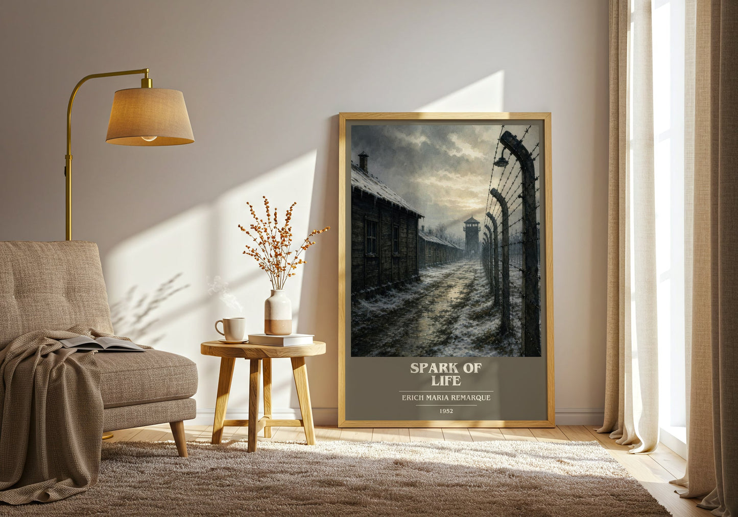 Spark Of Life book cover print on bookshelf – Erich Maria Remarque fan gift