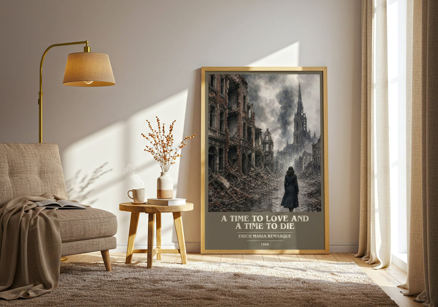 A Time To Love And A Time To Die book cover print on bookshelf – Erich Maria Remarque fan gift