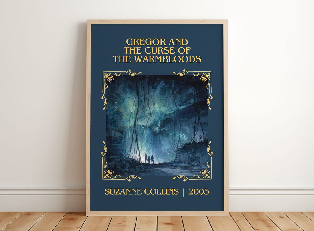 Gregor And The Curse Of The Warmbloods Classic Book Art Print – framed print leaning on a wooden floor