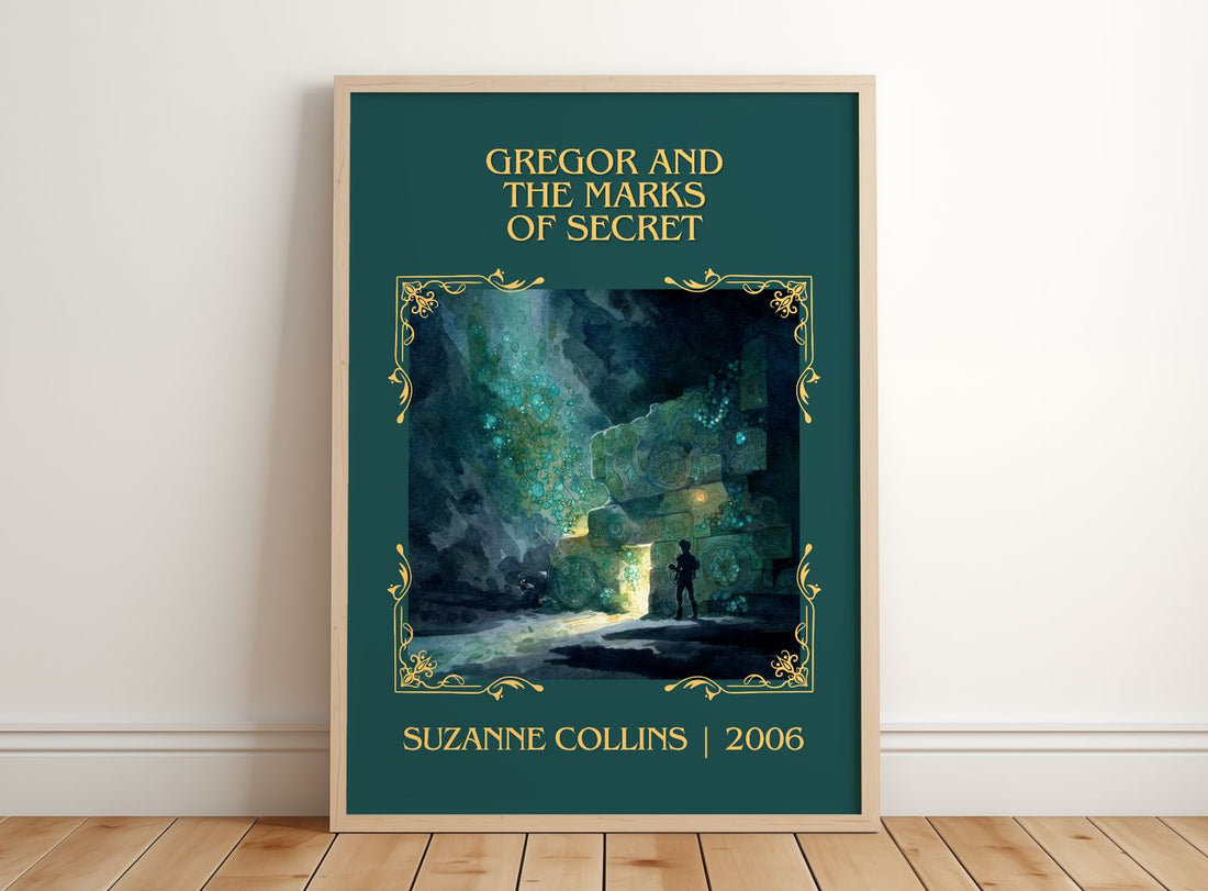 Gregor And The Marks Of Secret Classic Book Art Print by S. Collins – framed print leaning on a wooden floor