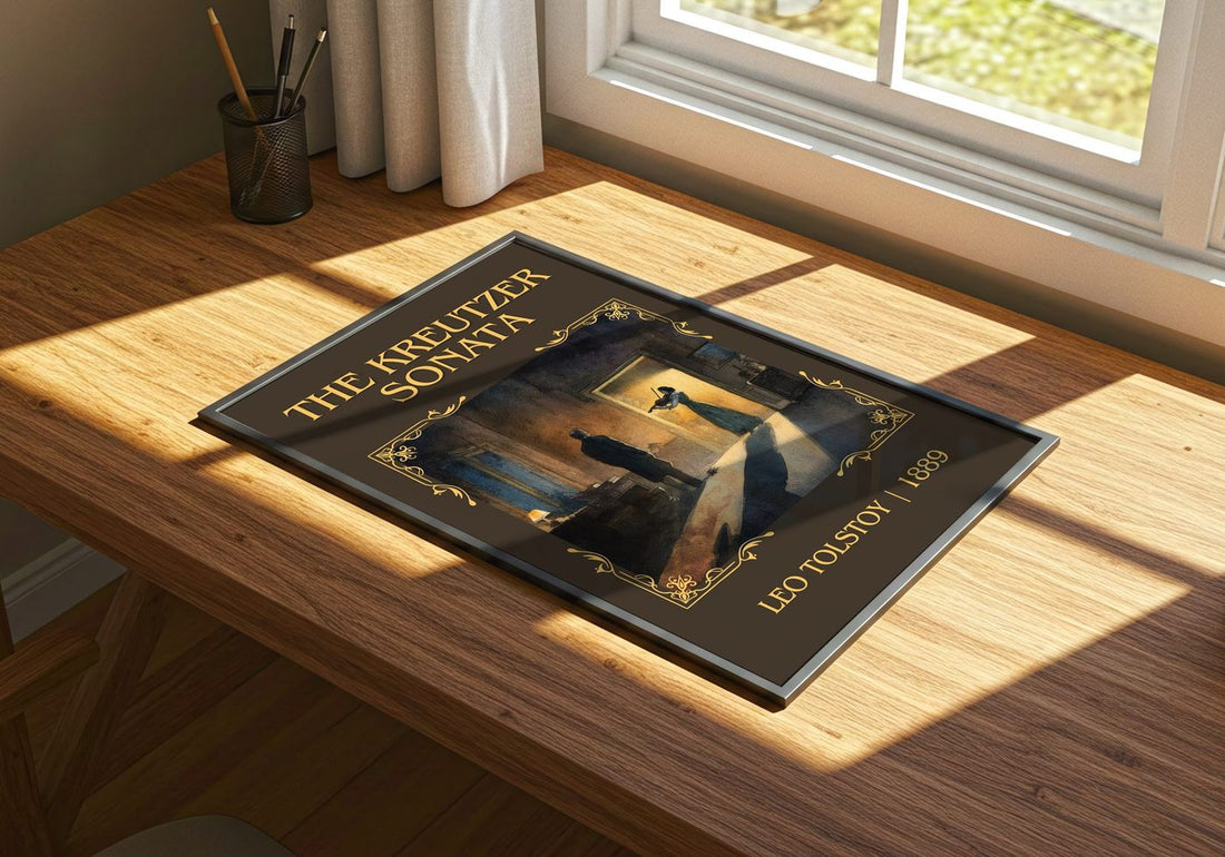 The Kreutzer Sonata Classic Book Art Print by Leo Tolstoy – print on a sunlit desk