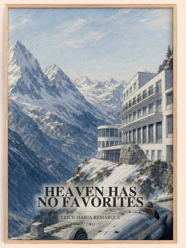 Heaven Has No Favorites watercolour book poster by Erich Maria Remarque – framed literary art print