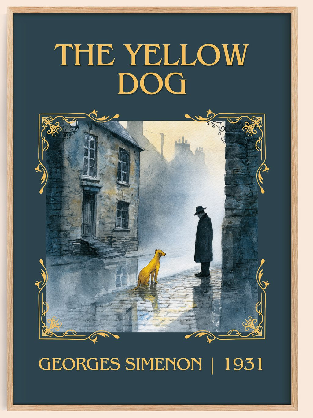 The Yellow Dog Classic Book Art Print by Georges Simenon – book poster