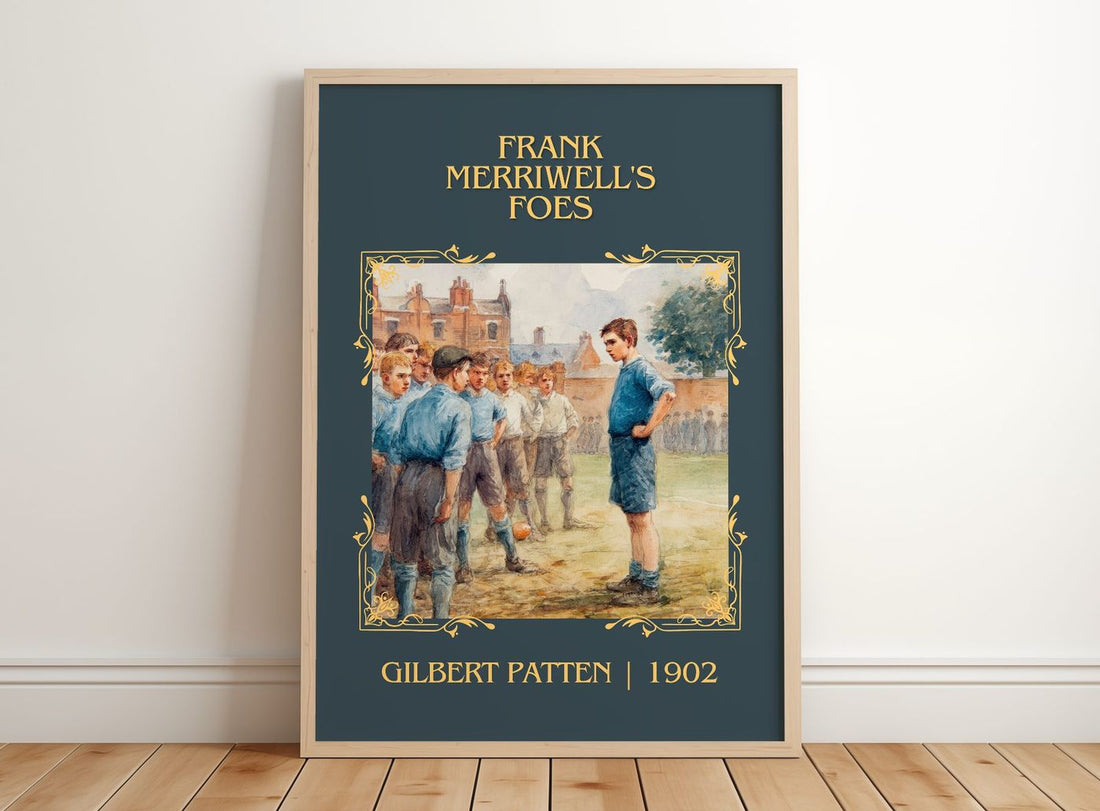 Frank Merriwell'S Foes Classic Book Art Print by Gilbert Patten – framed print leaning on a wooden floor