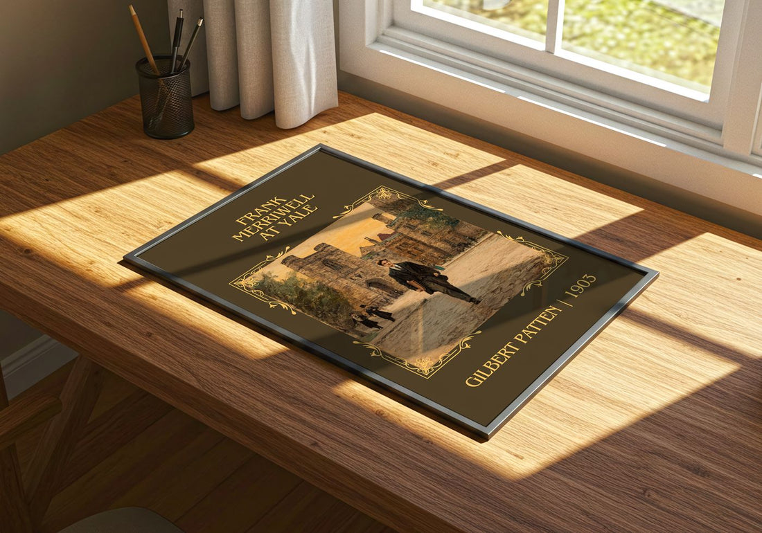 Frank Merriwell At Yale Classic Book Art Print by Gilbert Patten – print on a sunlit desk