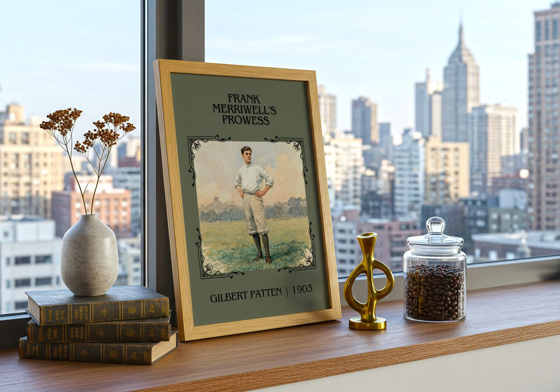 Frank Merriwell'S Prowess Classic Book Art Print by Gilbert Patten – framed print on a city-view windowsill
