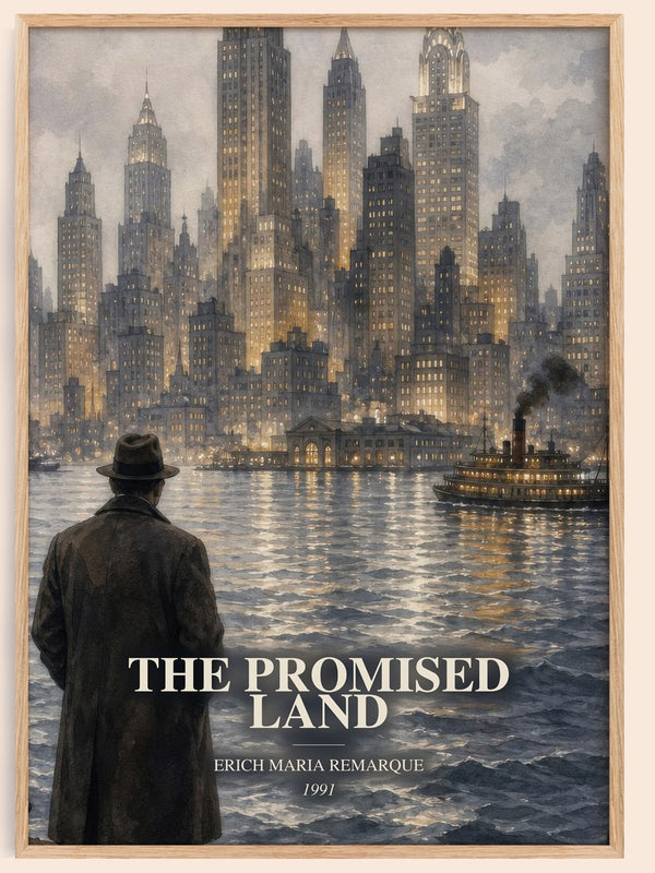 The Promised Land watercolour book poster by Erich Maria Remarque – framed literary art print