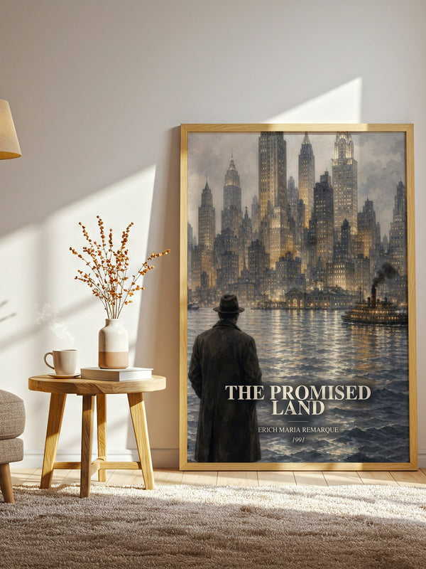 The Promised Land watercolour print in frame leaning in hallway – historical fiction wall art