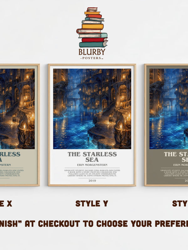 The Starless Sea bookish print in frame leaning in hallway – fantasy wall art