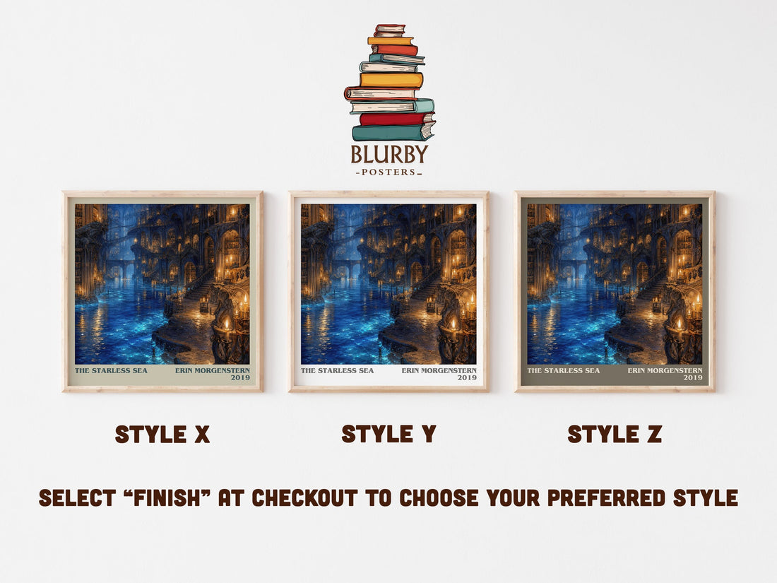 The Starless Sea literary print in frame leaning in hallway – fantasy wall art (mockup)