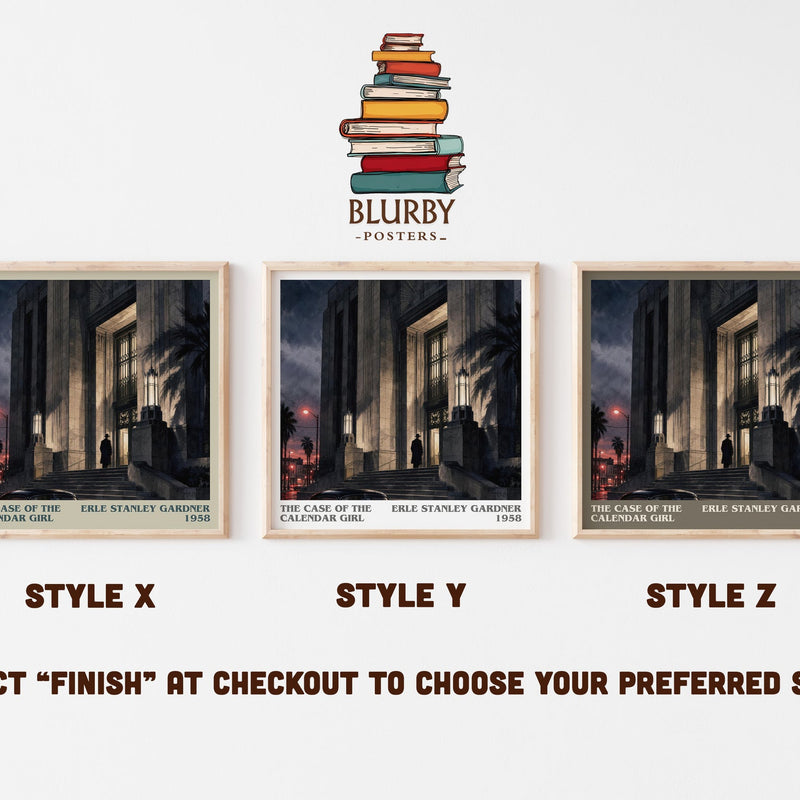 The Case Of The Calendar Girl literary print in frame leaning in hallway – mystery wall art
