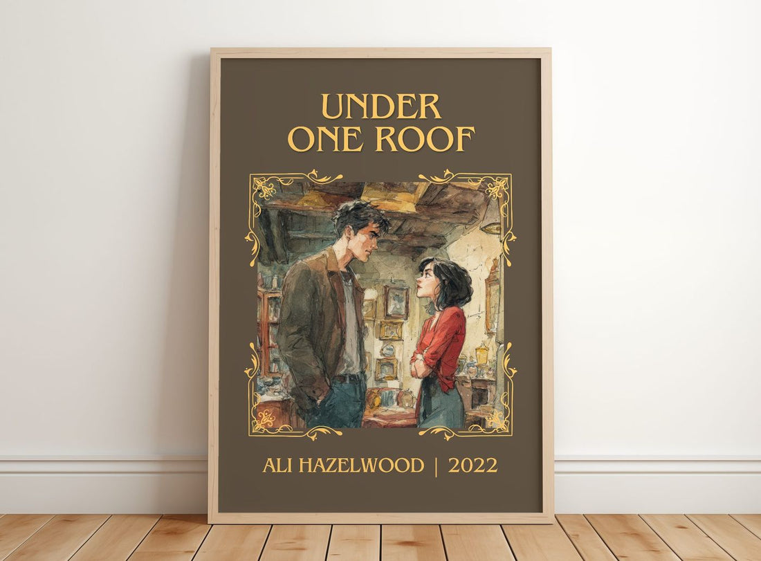 Under One Roof Classic Book Art Print by Ali Hazelwood – framed print leaning on a wooden floor
