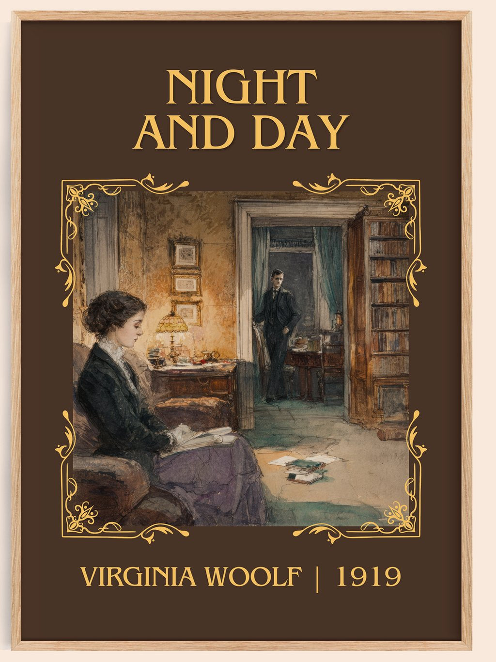 Night And Day Classic Book Art Print by Virginia Woolf – book poster