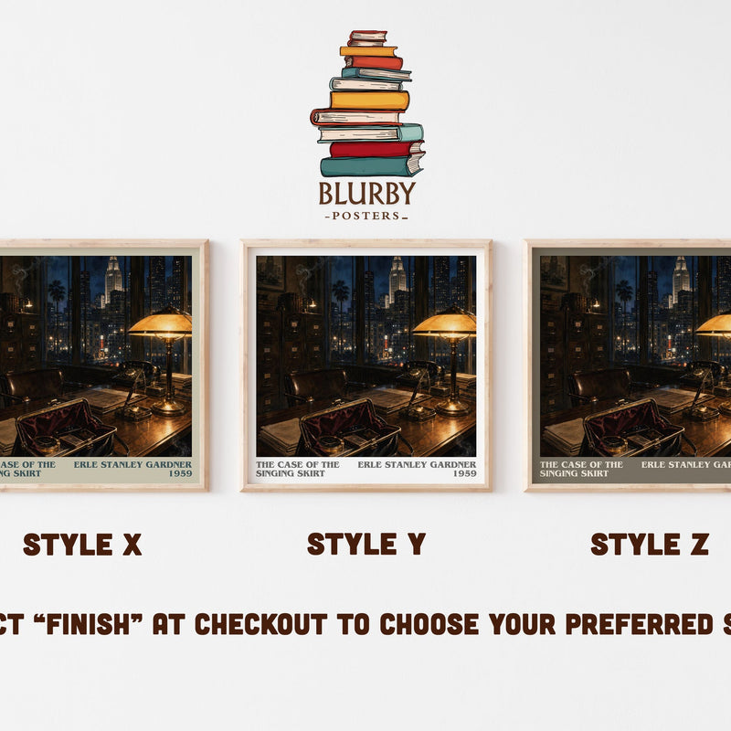 The Case Of The Singing Skirt literary print in frame leaning in hallway – mystery wall art