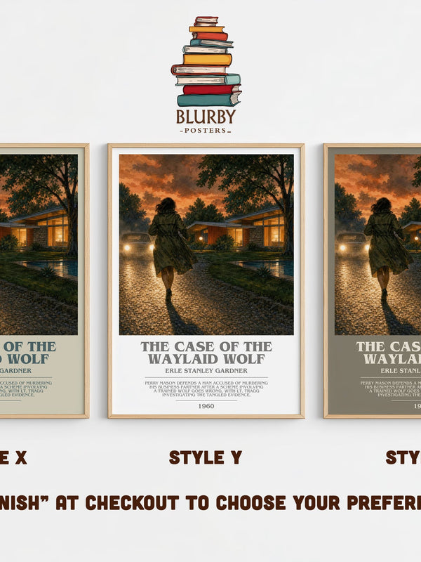 The Case Of The Waylaid Wolf bookish print in frame leaning in hallway – mystery wall art